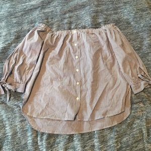 Off Shoulder Striped Blouse